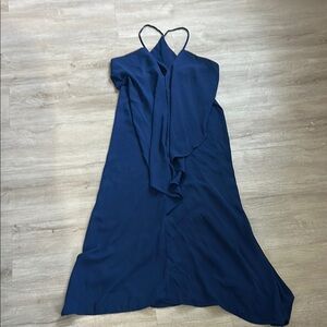 Blue Halter Backless Sundress Cocktail